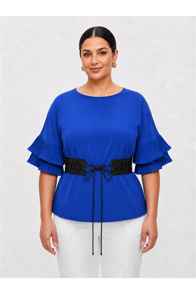 BÜYÜK BEDEN, NOCHE PİLİLİ, PEPLUM, KORSE KEMERLİ BÜYÜK BEDEN BLUZ