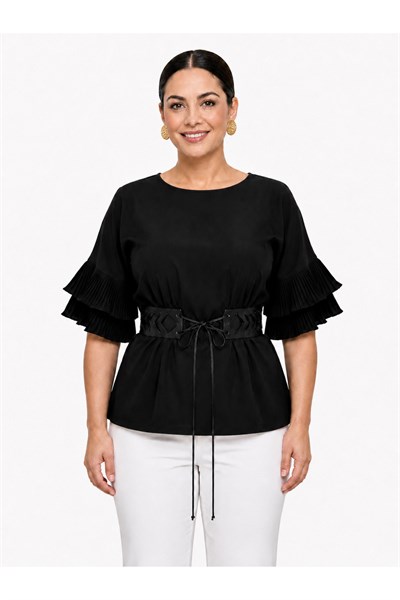 BÜYÜK BEDEN, NOCHE PİLİLİ, PEPLUM, KORSE KEMERLİ BÜYÜK BEDEN BLUZ