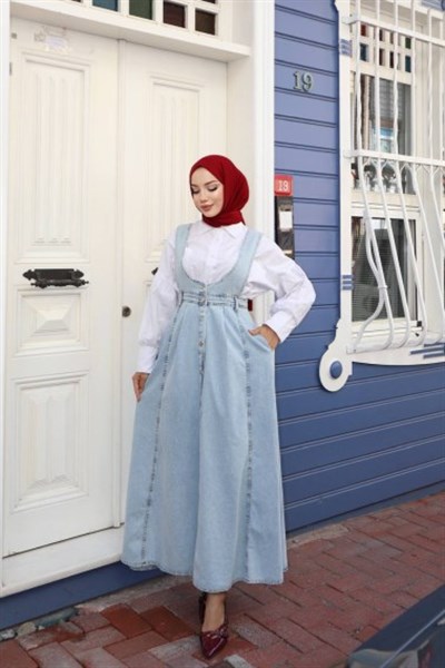 Denim Salopet Elbise