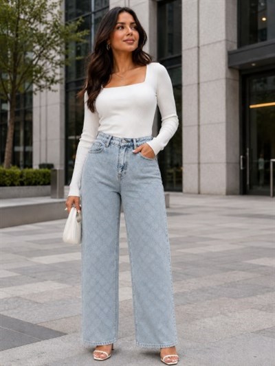 Luxury Taş Detaylı Yüksek Bel Jean