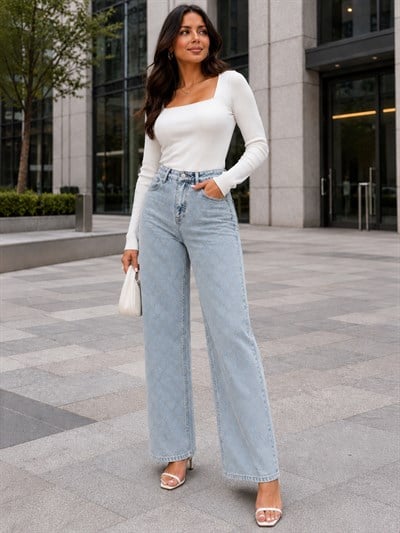 Luxury Taş Detaylı Yüksek Bel Jean