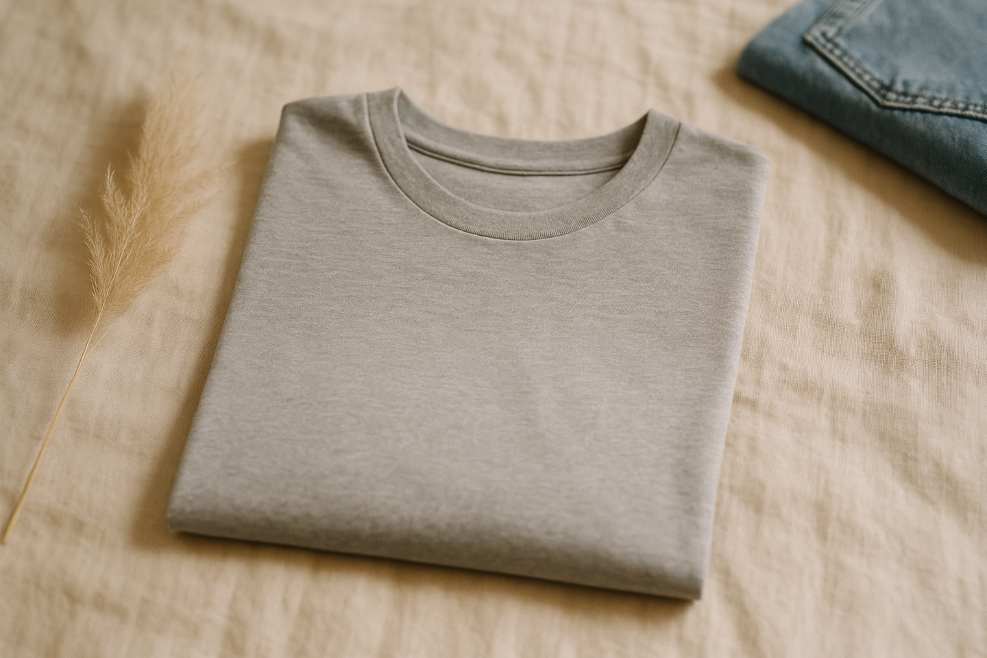 Rhen Store melanjlı gri bisiklet yaka modern kesim basic tişört ürün fotoğrafı