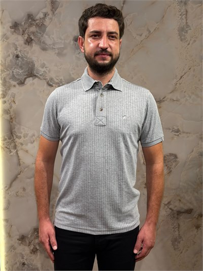 ERKEK GRİ DOKULU POLO YAKA TİŞÖRT 