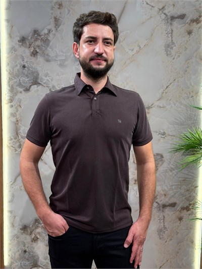 ERKEK KAHVERENGİ POLO YAKA SLİM FİT TİŞÖRT 
