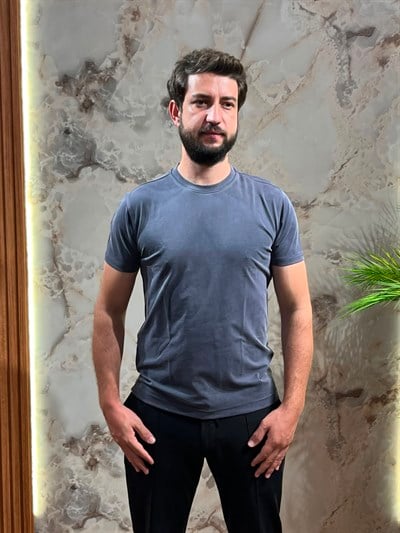 ERKEK PREMİUM BASİC BİSİKLET YAKA TİŞÖRT GRİ