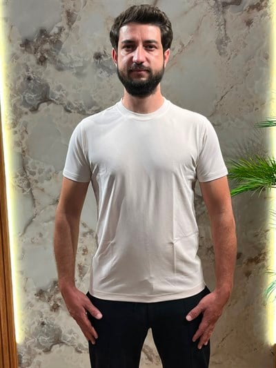 ERKEK PREMİUM BASİC BİSİKLET YAKA TİŞÖRT BEJ