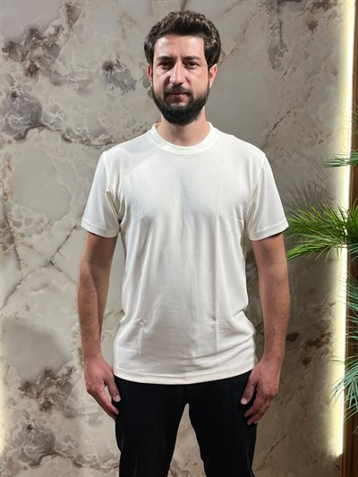 ERKEK PREMİUM BASİC BİSİKLET YAKA TİŞÖRT EKRU