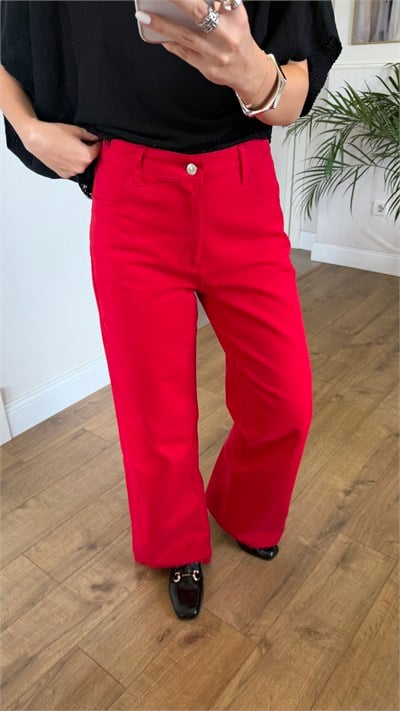 KIRMIZI WİDE LEG JEAN