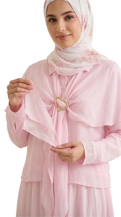 Sırmalı Tensel Pembe Üçlü Takım
