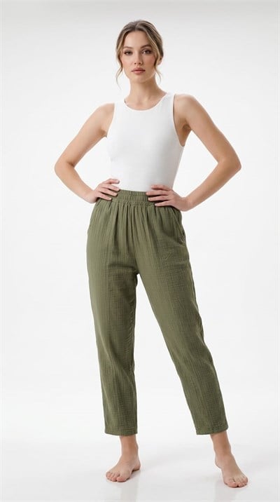 Yeşil Müslin Pantolon