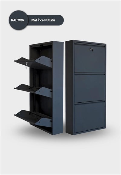 Antrasit Kilitli Metal Ayakkabılık