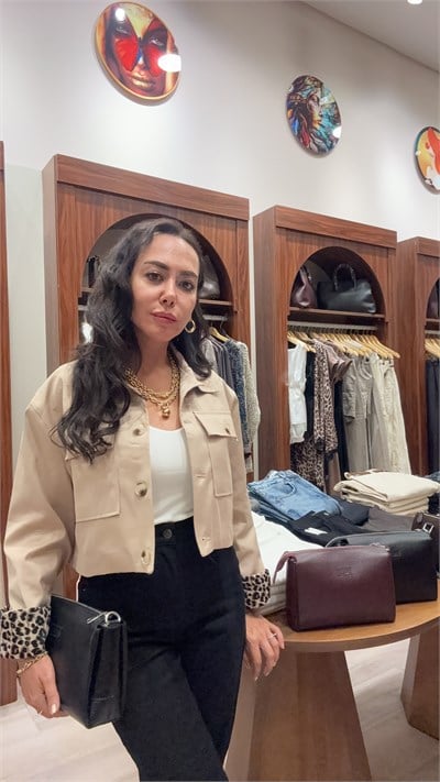 Kol Leopar Detay Kısa Ceket