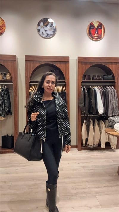 Puantiyeli Kısa Ceket