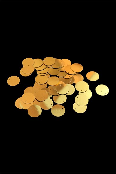 Gold 20 mm Yandan Delikli Plastik Pul Payet 30 Gr (Tülbent, Oya, Havlu Malzemesi)
