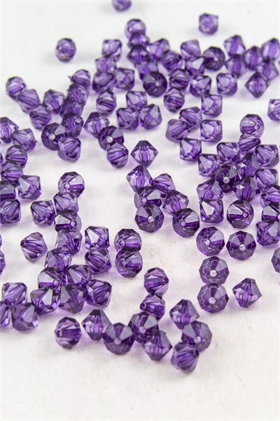 Mor 8 mm Piramit Akrilik Boncuk Aksesuar (25 Gram)