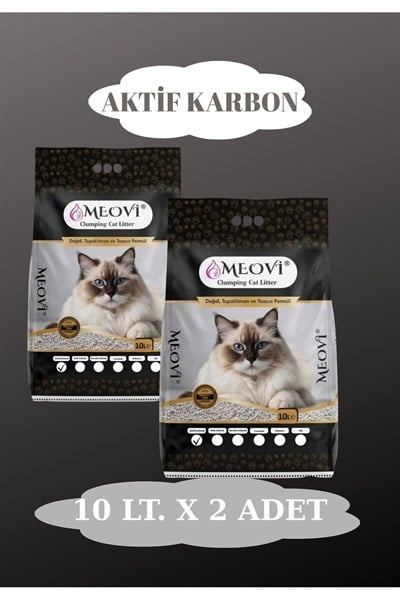 Aktif Karbonlu İnce Taneli Kedi Kumu 10 Lt. X 2 Adet