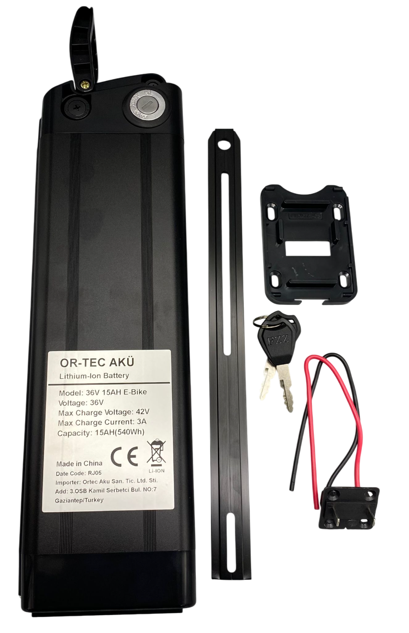 36V 15AH AKÜ  E-BİSİKLET LİTYUM KIZAKLI  [ ORTEC ]