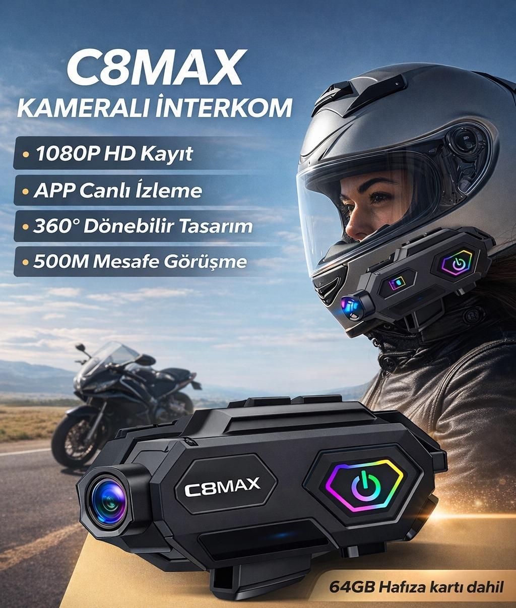 C8 İNTERKOM BLUETOOTH 6.0 + [ CAMERALI ]