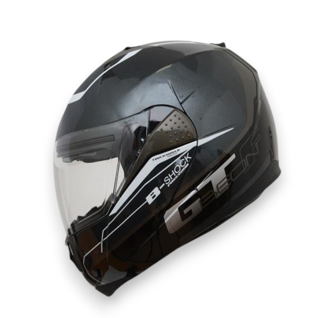 KASK ÇENE AÇILIR GÖZLÜKLÜ BEON GRİ  SİYAH[ L ]