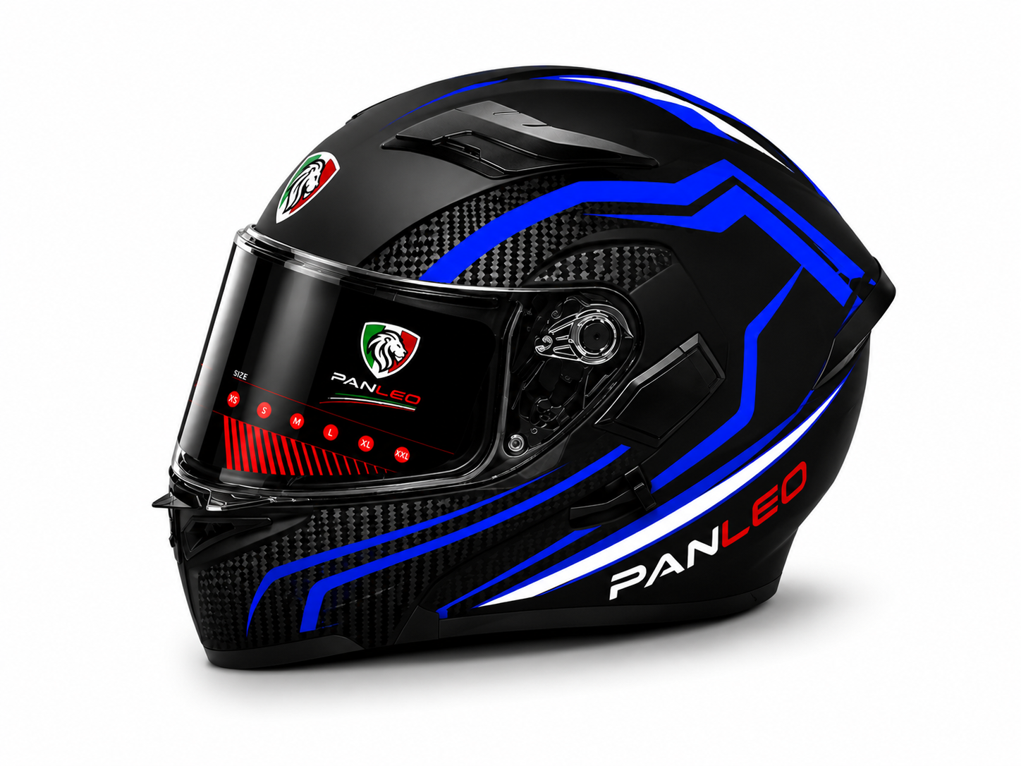 KASK PANLEO ÇENE AÇILIR MAT SİYAH-C1 BLUE (XXL)