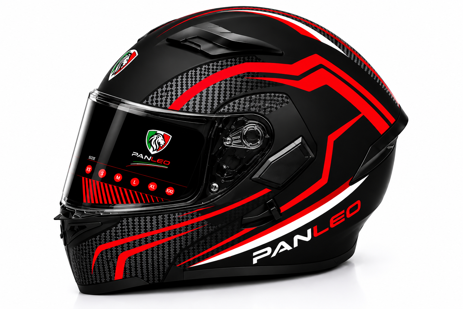 KASK PANLEO ÇENE AÇILIR MAT SİYAH-C1 RED (XXL)