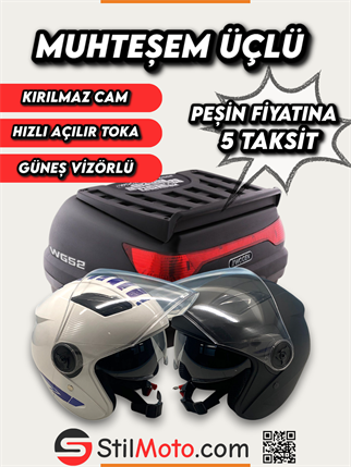 WOGEN ÇANTA 52 L SİYAH [  2 ADET KASK VİZÖRLÜ ]