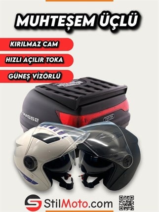 WOGEN ÇANTA 52 L SİYAH [  2 ADET KASK VİZÖRLÜ ]