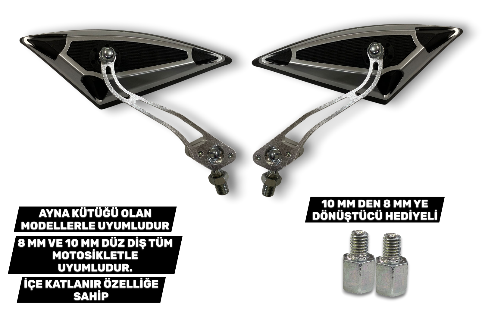 AYNA GÜMÜŞ MODİFİYE 10MM ADAPTÖR 8MM