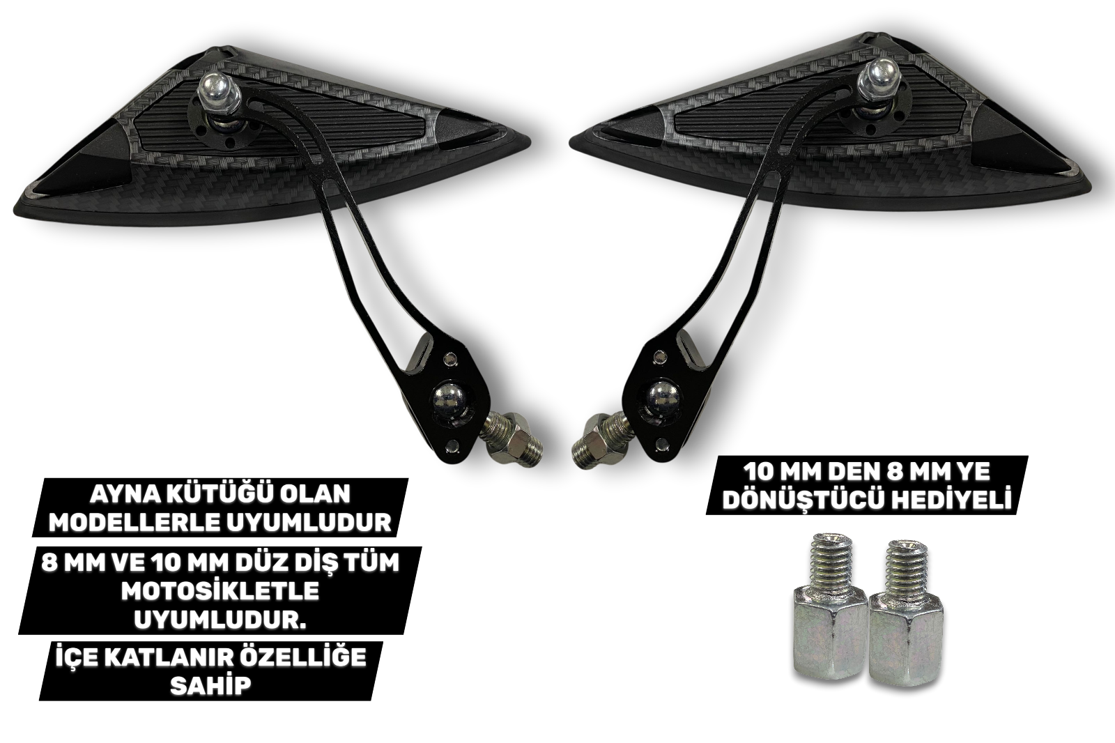 AYNA karbon MODİFİYE 10MM ADAPTÖR 8MM