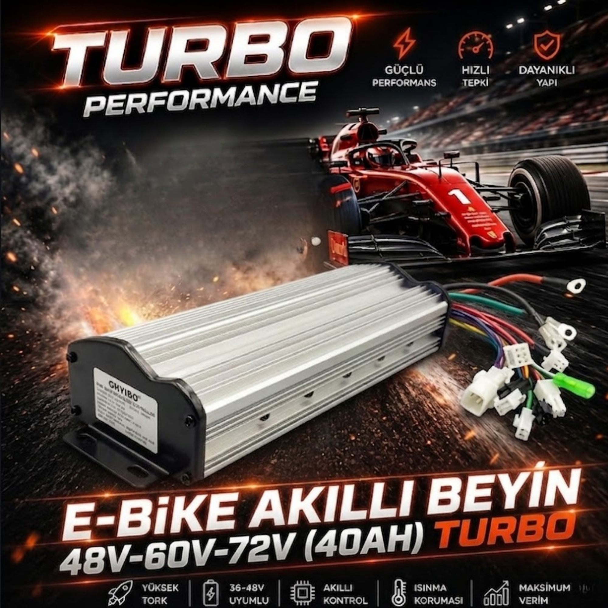 E-BIKE AKILLI BEYİN 48V-60V-72V [  40 AH  ] TURBO