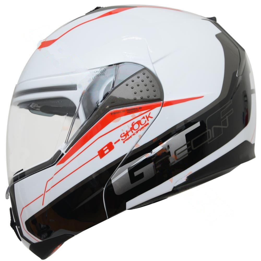 KASK ÇENE AÇILIR GÖZLÜKLÜ BEON BEYAZ KIRMIZI[ S ]