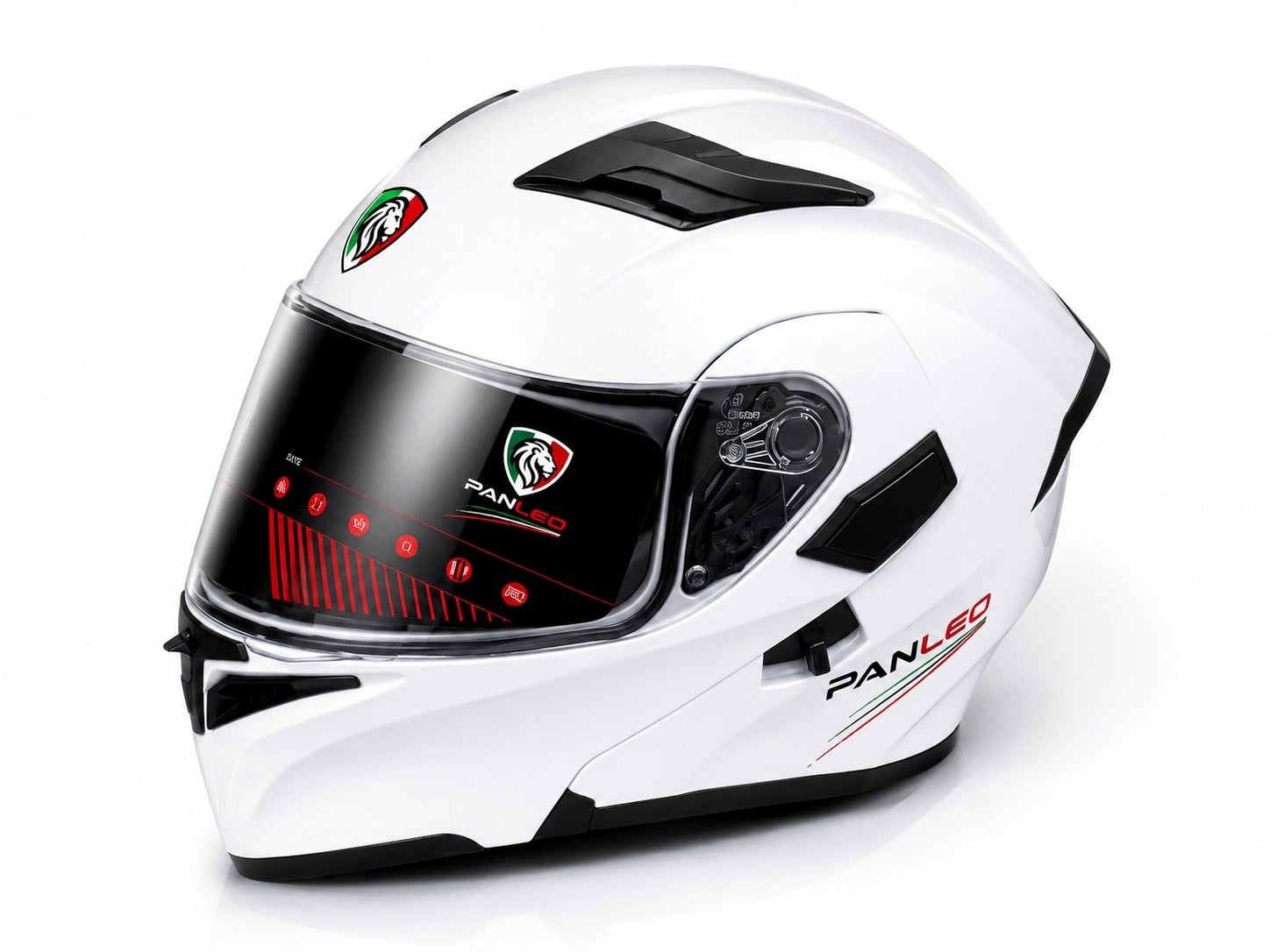 KASK PANLEO ÇENE AÇILIR PARLAK BEYAZ (XL)