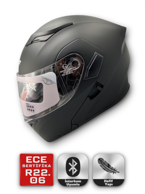 RS2 KASK ÇENE AÇILIR GÜNEŞ VİZÖRLÜ (MAT BLACK)(XL)