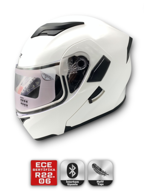 RS2 KASK ÇENE AÇILIR GÜNEŞ VİZÖRLÜ (WHİTE) (L)
