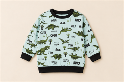 Erkek Çocuk Dinozor Desenli Ribanalı İkili Pijama Takımı