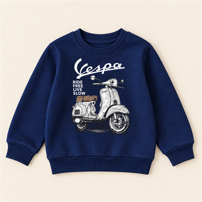 Erkek Çocuk Klasik Vespa Ride Free Live Slow Baskılı Çizgili İkili Takım