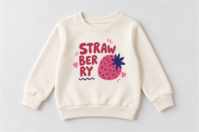 Kız Çocuk Çilek STRAWBERRY Baskılı Çizgili Geniş Paça İkili Takım
