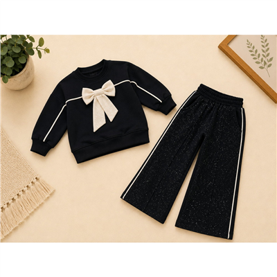 Kız Çocuk Fiyonk Detaylı İkili Takım