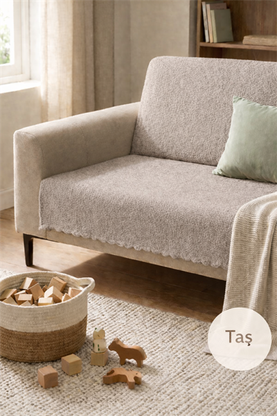 Koltuk Örtüsü 175X215 cm – Kaymaz Şönil Kumaş, Yıkanabilir Çekyat & Kanepe Örtüsü (Bej / Krem / Taş / Gri / Vizon)