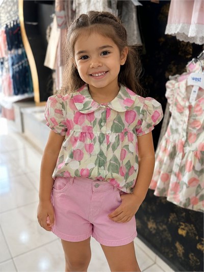 KETEN KUMAŞ ŞORTLU KIZ TAKIM
