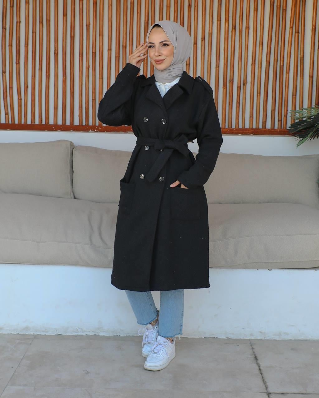 Balıksırtı Tesettür Kaban 2242 Siyah