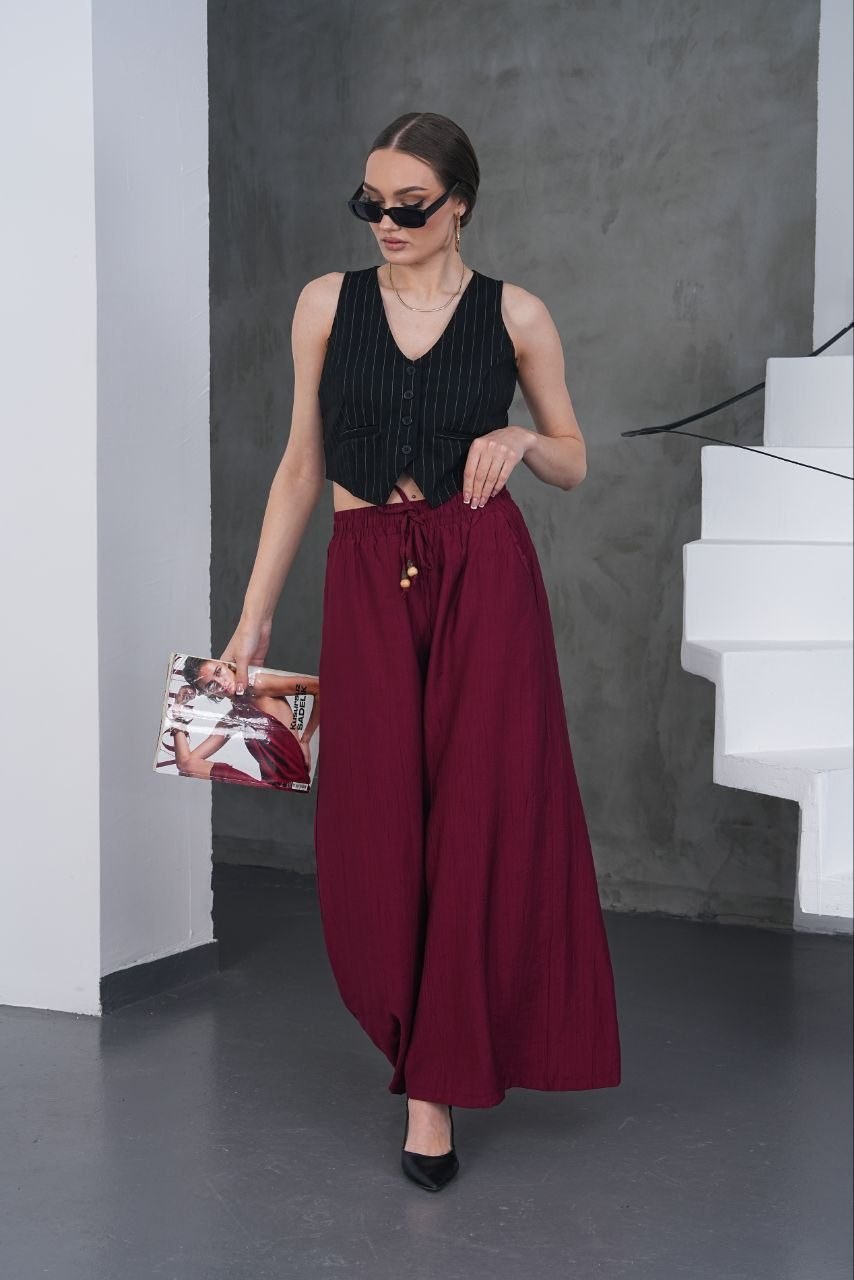 BOL PAÇA  ÇİLEK PANTOLON BORDO