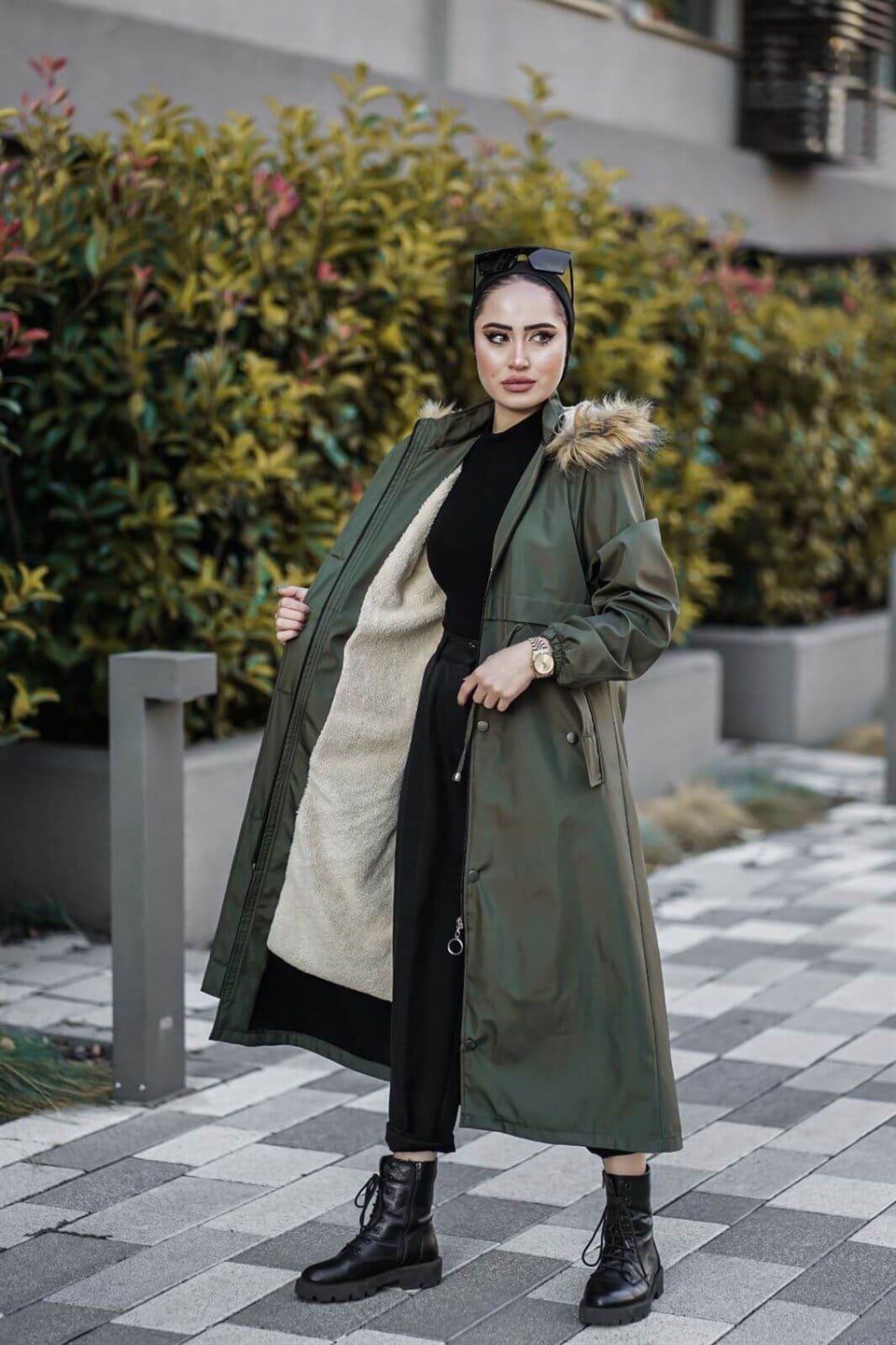 Kürklü İçi Polar Kaban 10576 Haki