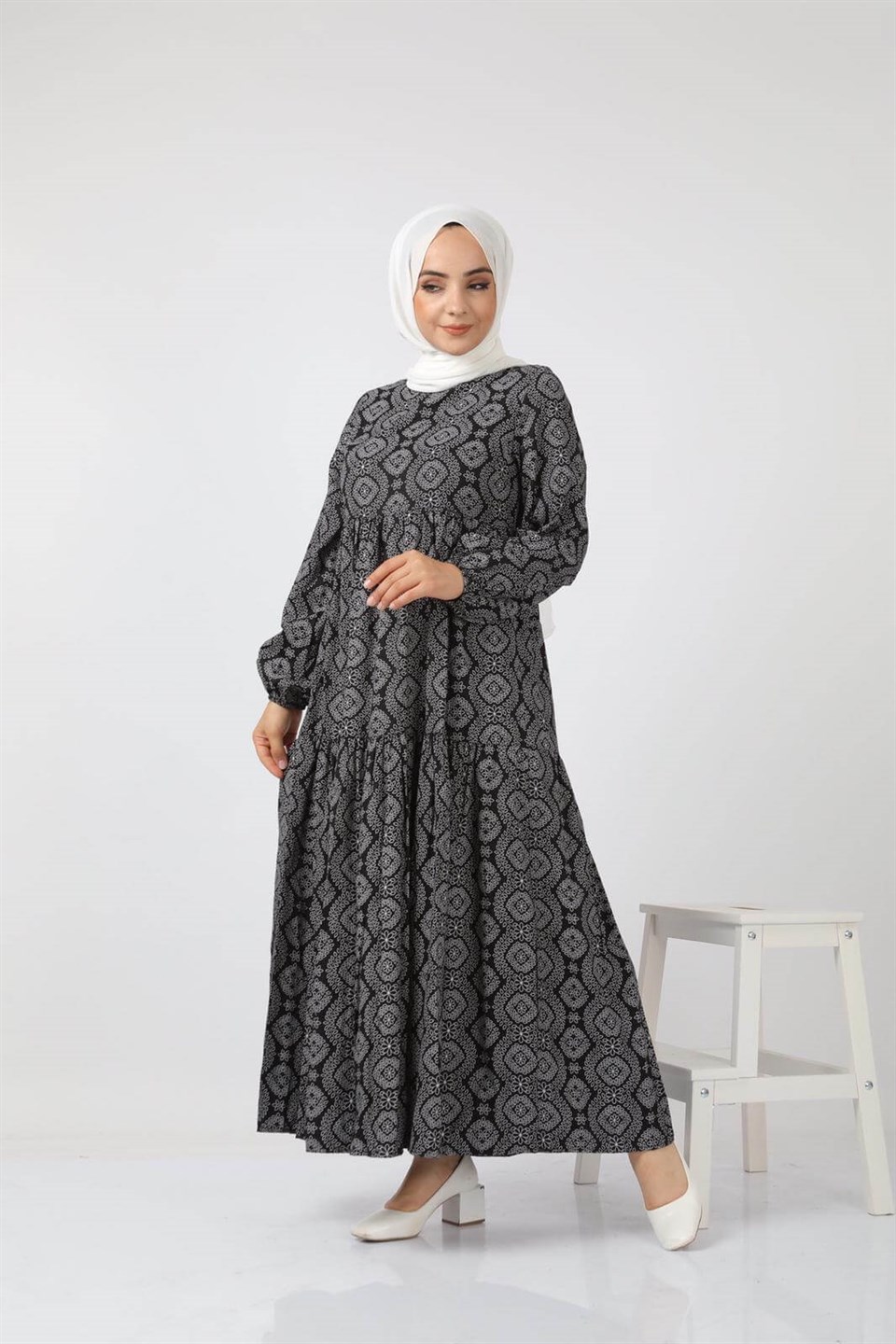Rahat Kalıp Tesettür Elbise 7202 Siyah