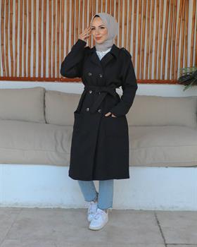Balıksırtı Tesettür Kaban 2242 Siyah
