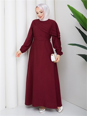 DEMET ELBİSE BORDO