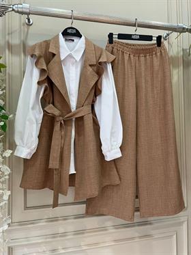 Fırfırlı 4'lü Kombin 2274 Sütlü Kahve