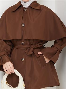 Pelerinli Kemerli Trençkot 2285 Taba