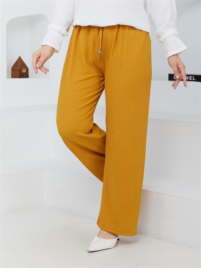 Rahat Kalıp Dalgıç Tesettür Pantolon 1022 Hardal