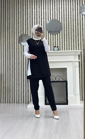 Yandan Bağlamalı 3'lü Kombin 6098 Siyah